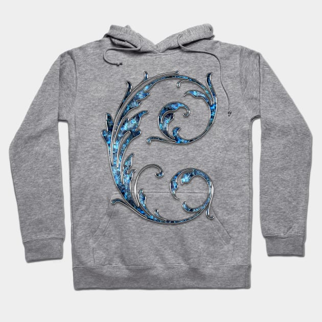 Ornate Blue Silver Letter C Hoodie by skycloudpics